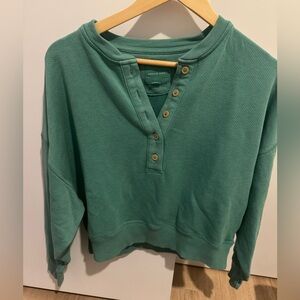 Aerie Forest Green Button-Up Henley Top